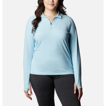 Columbia Midweight Stretch Long Sleeve Half Zip Plus Size, Sudaderas Azules Para Mujer | 690475-XAB